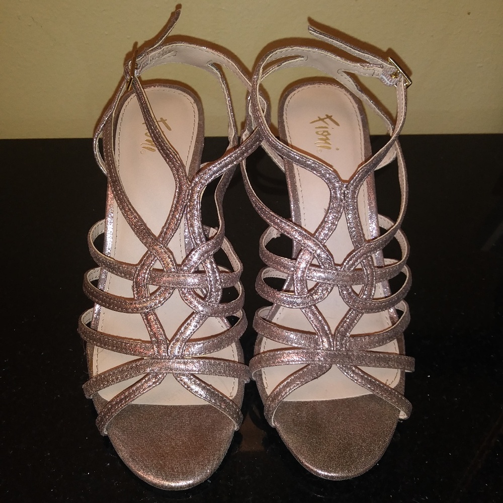 Rose Gold Strappy Dress Heels